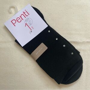 Penti Black Ankle Socks Rhinestone Side Detail Cotton Blend Sparkle Cute